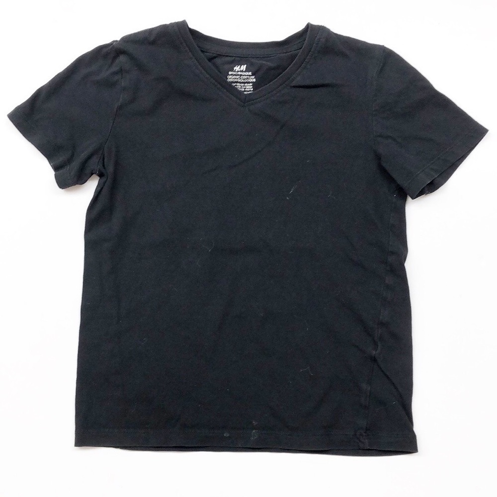 H&M Basic boys black v-neck t-shirt